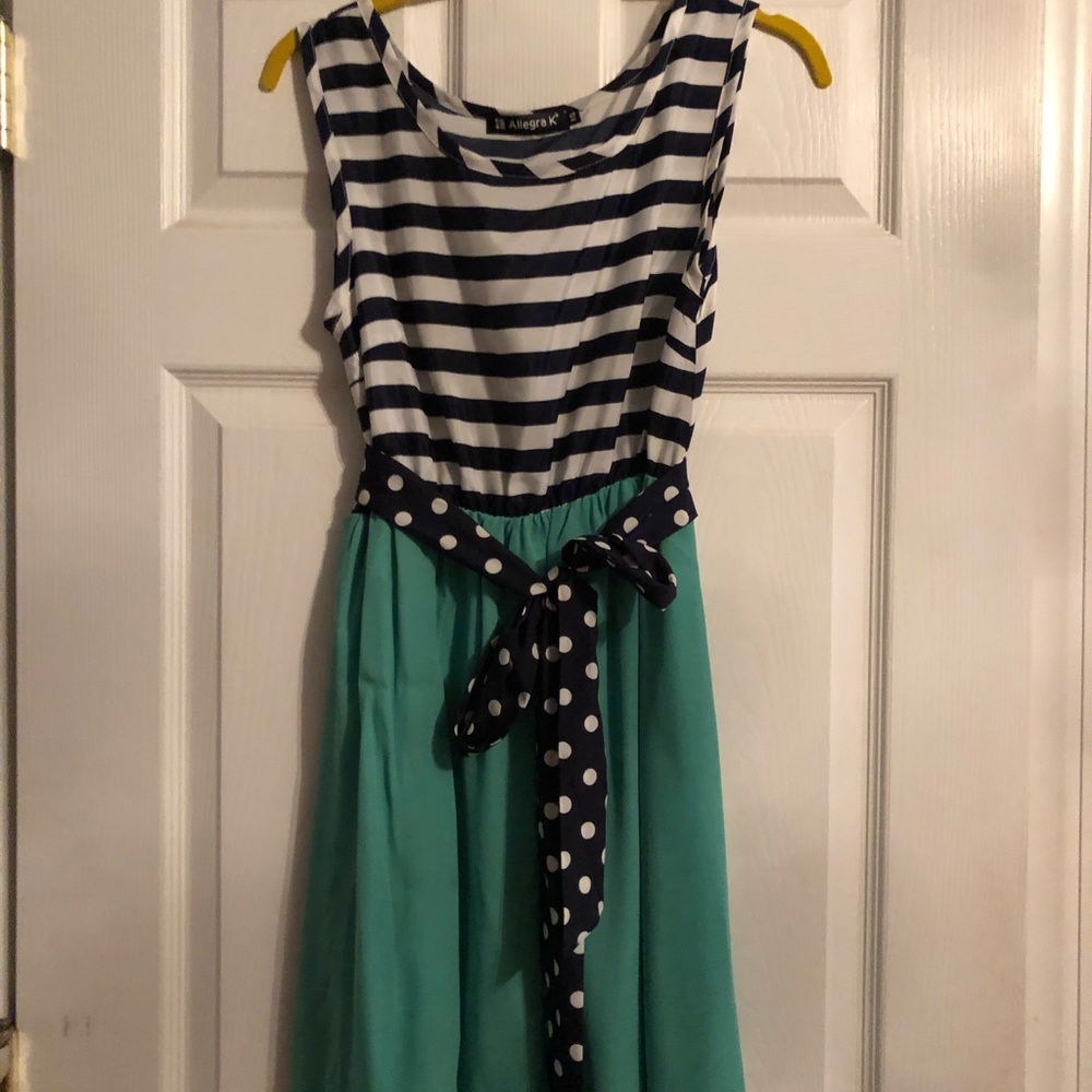 XSM Allegra K dress - navy, white and green